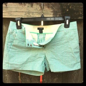 J.Crew Green & white Seersucker Shorts